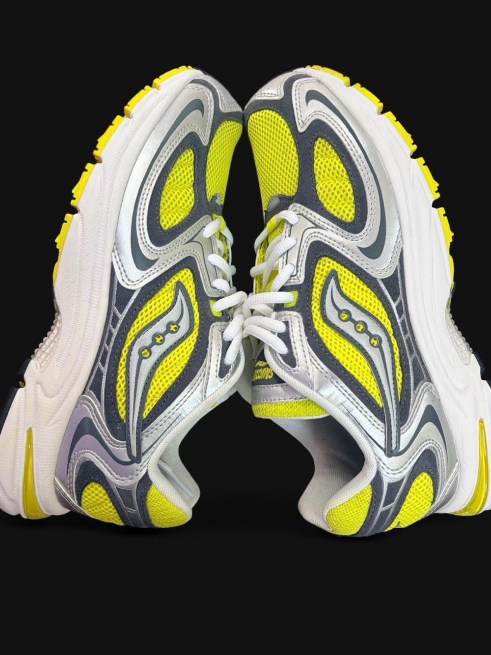 Saucony Neon Yellow and Gray Athletic Sneakers